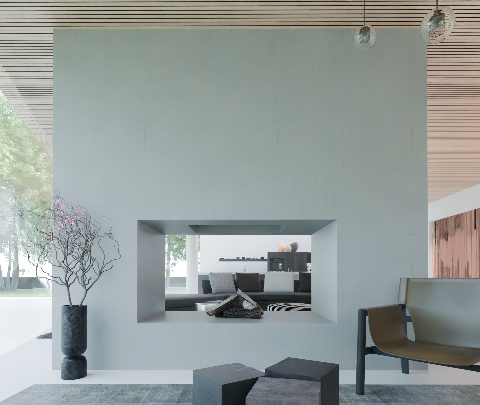 Kalino Residence in Croatia with custom fireplace design, by MI Architects, 2023